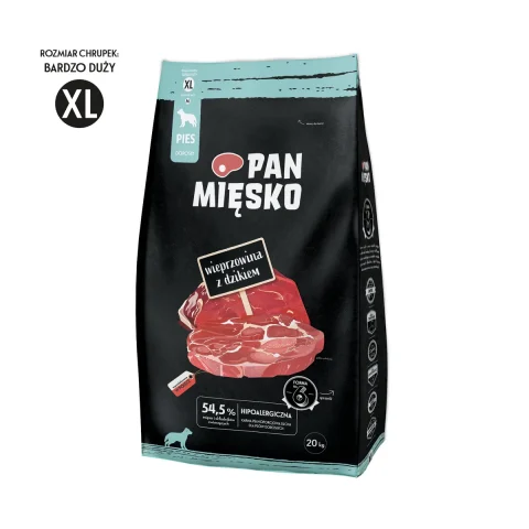 Karma sucha PAN MIĘSKO Wieprzowina z dzikiem XL dla ras olbrzymich 20 kg