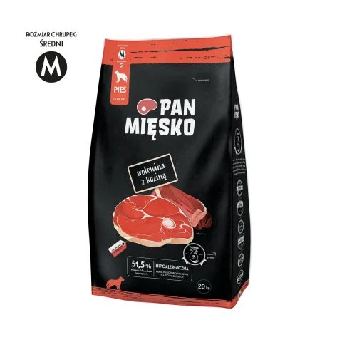 Karma sucha PAN MIĘSKO Wołowina Z Koziną dla ras średnich 20 kg