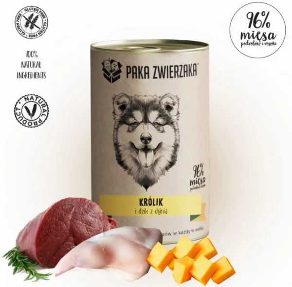 Karma mokra Paka Zwierzaka Królik i Dzik z Dynią 400 g — widok 2