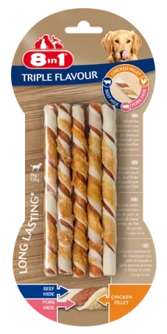 Przysmak 8in1 Triple Flavour Twisted Sticks dla psów dorosłych 10 szt.