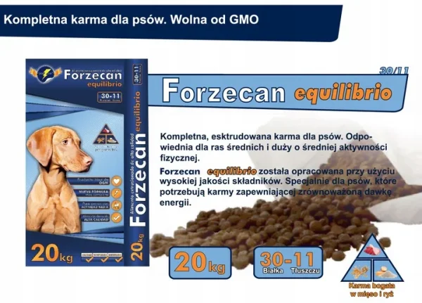 Karma sucha Forzecan Equilibrio 45% mięsa bez GMO dla psów średnich i dużych 20 kg — widok 2