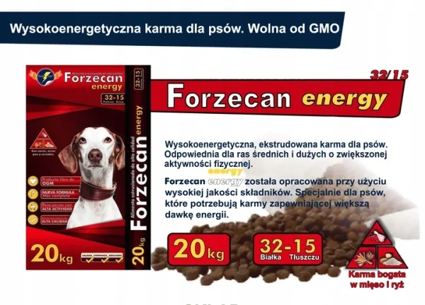 Karma sucha Forzecan Energy 51% mięsa BezGMO dla psów średnich i dużych 20 kg — widok 3
