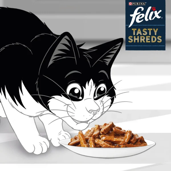 Karma mokra Felix Tasty Shreds dla dorosłych kotów Łosoś i tuńczyk w sosie 4x80 g — widok 5