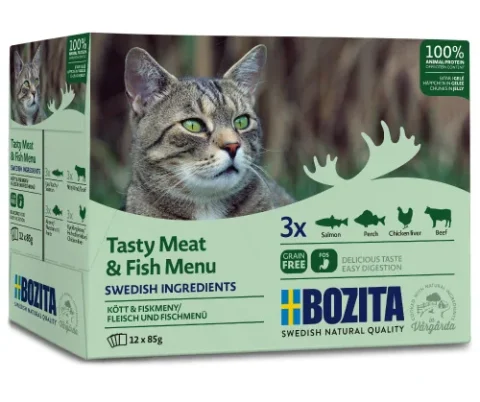 Karma mokra Bozita Multibox Mięsne i Rybne Kawałki w Galaretce 12x85 g