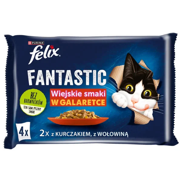 Karma mokra Felix Wiejskie Smaki w galaretce Wołowina i Kurczak 4x85 g — widok 11