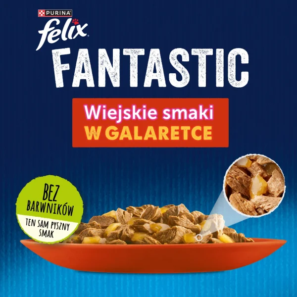 Karma mokra Felix Wiejskie Smaki w galaretce Wołowina i Kurczak 4x85 g — widok 3