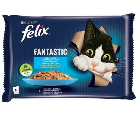 Karma mokra Felix Rybne Smaki W Galaretce z łososiem i gładzicą 4x85 g