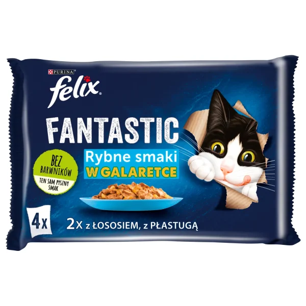 Karma mokra Felix Rybne Smaki W Galaretce z łososiem i gładzicą 4x85 g — widok 10