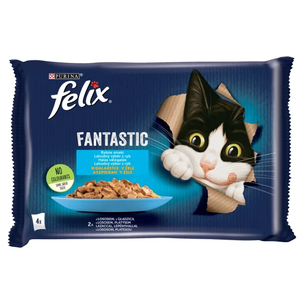 Karma mokra Felix Rybne Smaki W Galaretce z łososiem i gładzicą 4x85 g — widok 2