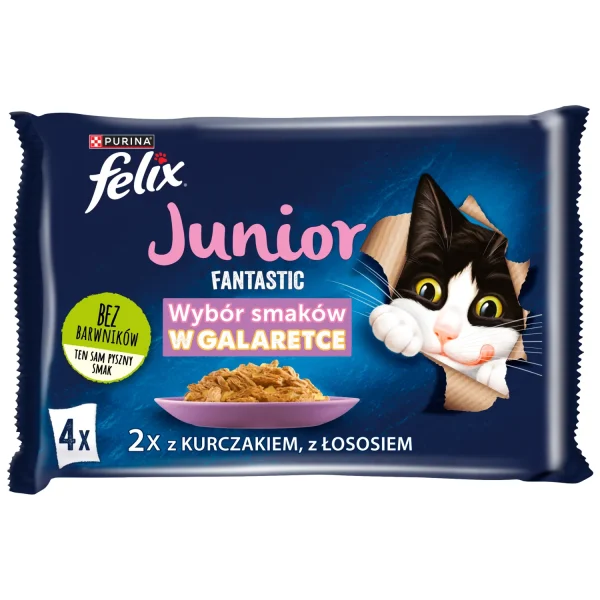 Karma sucha Felix Fantastic Junior W Galaretce Z Kurczakiem I Łososiem 4x85 g — widok 11