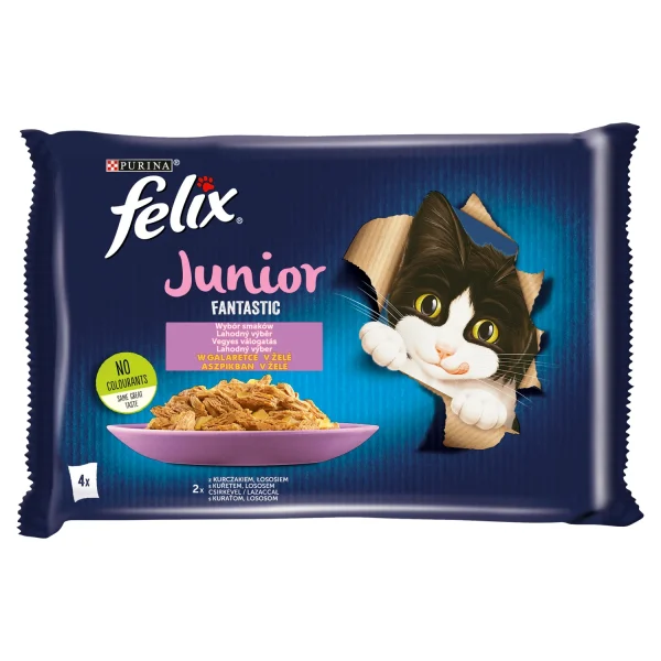 Karma sucha Felix Fantastic Junior W Galaretce Z Kurczakiem I Łososiem 4x85 g — widok 2