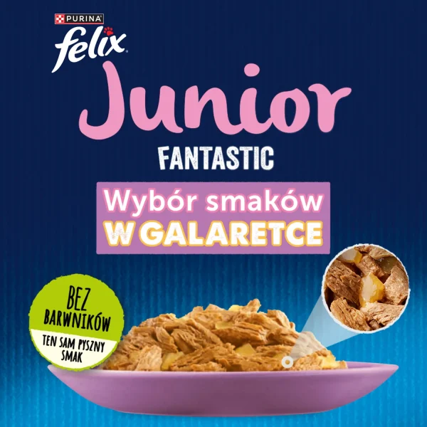 Karma sucha Felix Fantastic Junior W Galaretce Z Kurczakiem I Łososiem 4x85 g — widok 3