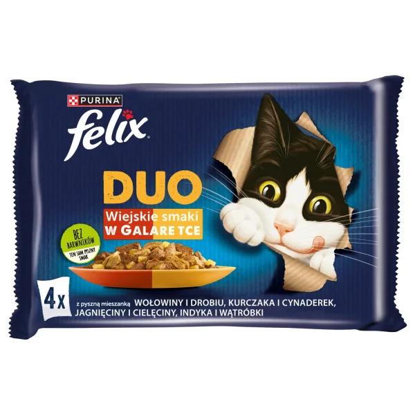 Karma mokra Felix Duo Wiejskie Smaki w galaretce dla dorosłych kotów 4x85 g — widok 10