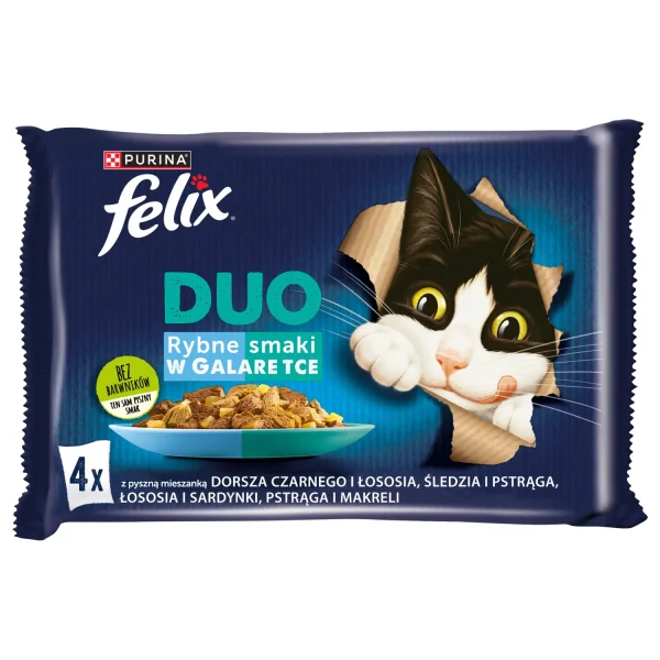 Karma mokra Felix Duo Rybne Smaki w Galaretce dla dorosłych kotów 4x85 g — widok 10