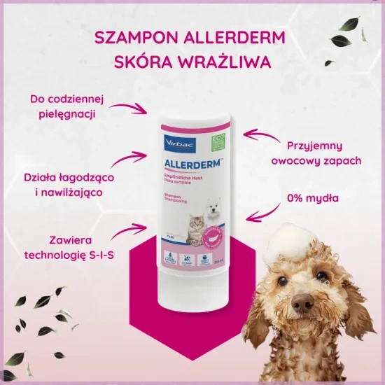 Higiena Virbac Allerderm Szampon Dla Psów I Kotów Do Skóry Wrażliwej 250 ml — widok 2