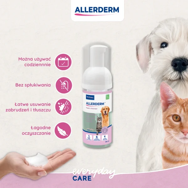 Higiena Virbac Allerderm Pianka Oczyszczająca Dla Psa I Kota 100 ml — widok 2