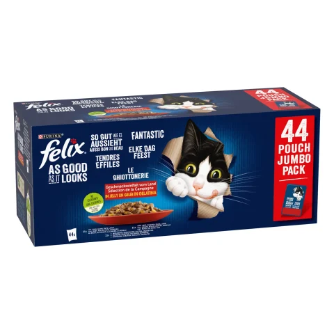 Karma mokra Felix Fantastic Mix Smaków w Galaretce dla dorosłych kotów 44x85 g