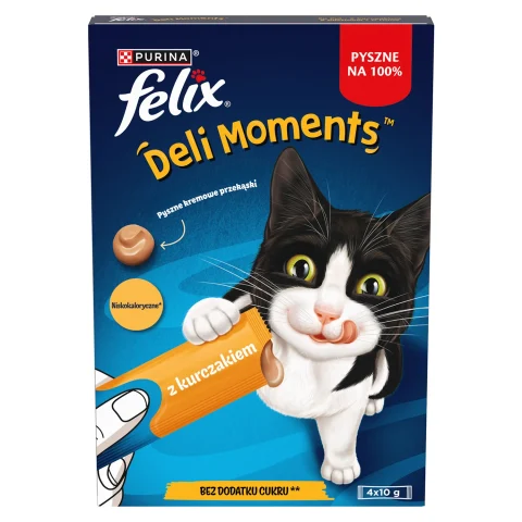 Przysmak Felix Deli Moments Kremowe przekąski dla kotów z kurczakiem 4x10 g