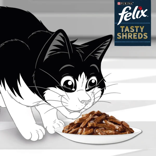 Karma mokra Felix Tasty Shreds Wiejskie Smaki w Sosie dla dorosłych kotów Wołowina i — widok 5