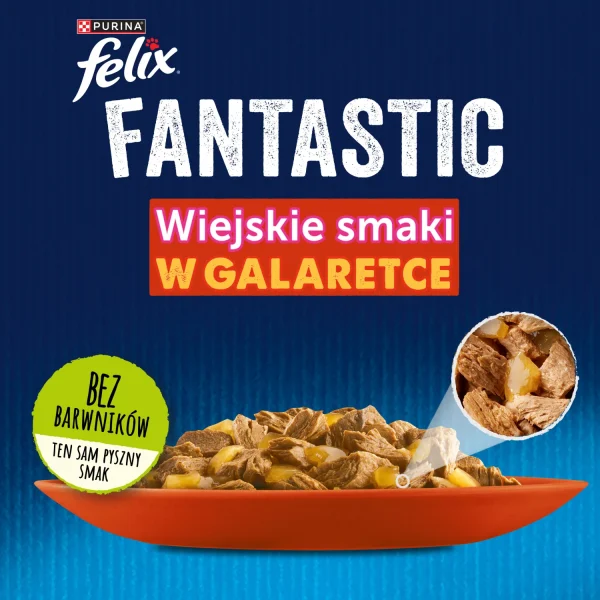 Karma mokra Felix Fantastic Wiejskie Smaki w galaretce dla dorosłych kotów 24x85 g — widok 3