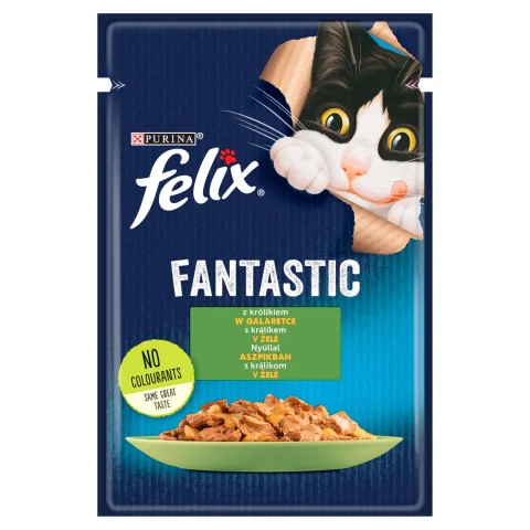 Karma mokra Felix Fantastic dla dorosłych kotów Królik w galaretce 85 g