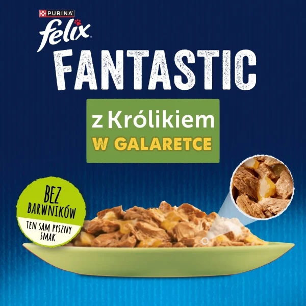 Karma mokra Felix Fantastic dla dorosłych kotów Królik w galaretce 85 g — widok 2
