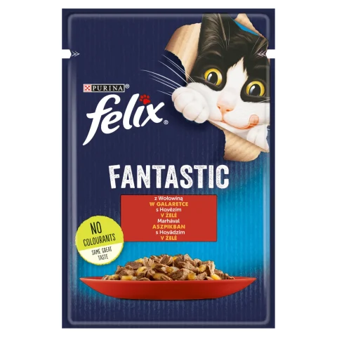 Karma mokra Felix Fantastic dla dorosłych kotów Wołowina w galaretce 85 g