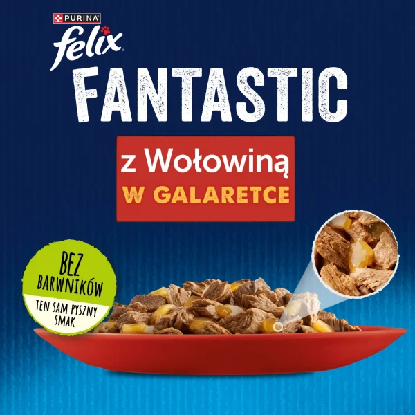 Karma mokra Felix Fantastic dla dorosłych kotów Wołowina w galaretce 85 g — widok 2