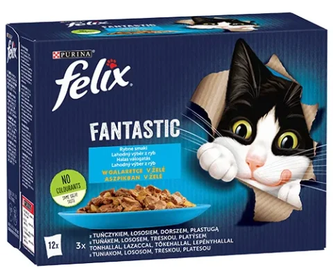 Karma mokra Felix Fantastic Rybne Smaki w Galaretce dla dorosłych kotów 12x85 g