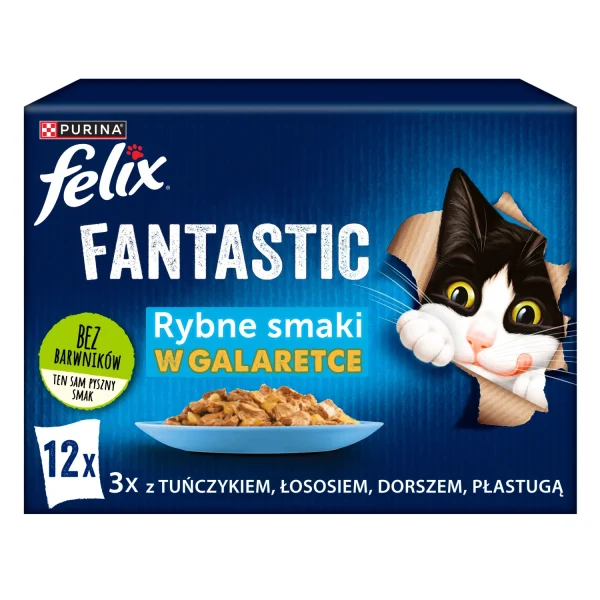 Karma mokra Felix Fantastic Rybne Smaki w Galaretce dla dorosłych kotów 12x85 g — widok 10