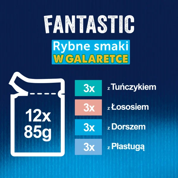 Karma mokra Felix Fantastic Rybne Smaki w Galaretce dla dorosłych kotów 12x85 g — widok 4