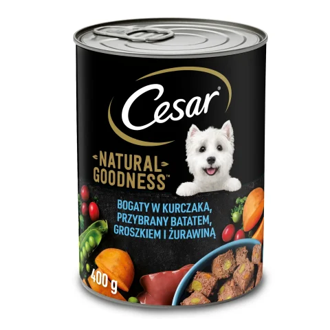 Karma mokra Cesar Natural Goodness Bogata w kurczaka z batatem, groszkiem i żurawiną dla