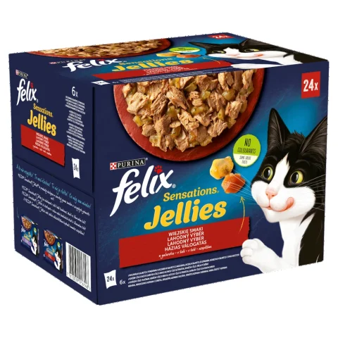 Karma mokra Felix Sensations Jellies Wiejskie Smaki w galaretce dla dorosłych kotów 24x85
