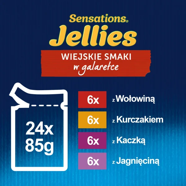 Karma mokra Felix Sensations Jellies Wiejskie Smaki w galaretce dla dorosłych kotów 24x85 — widok 5
