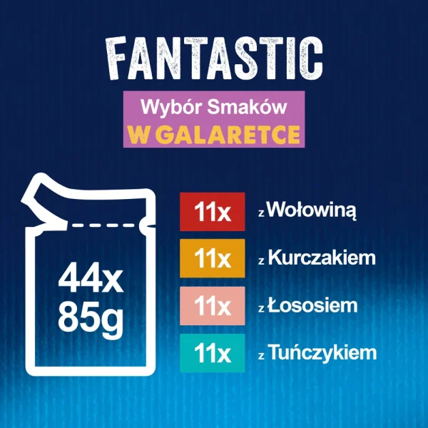 Karma mokra Felix Fantastic Mix Mięsny w Galaretce dla dorosłych kotów Mix smaków 44x85 g — widok 5