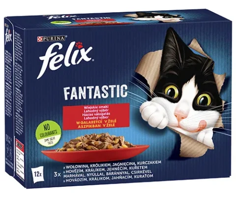 Karma mokra Felix Fantastic Wiejskie Smaki w galaretce dla dorosłych kotów 12x85 g