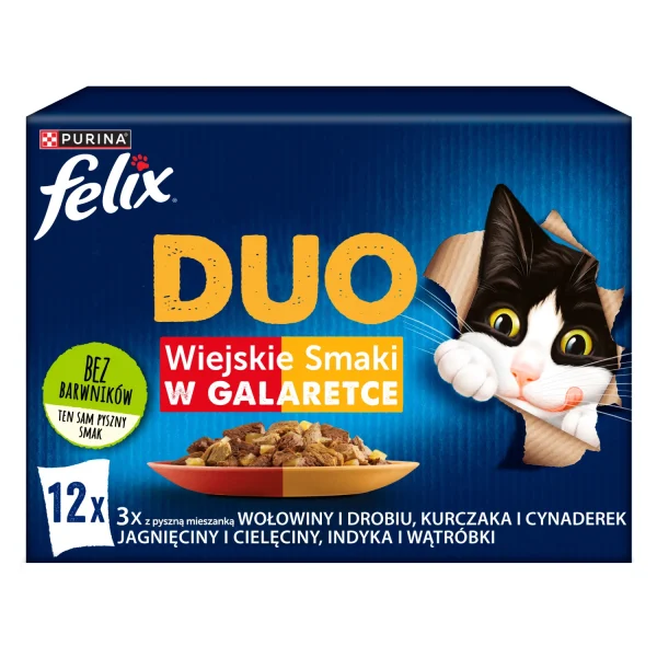 Karma mokra Felix Duo Wiejskie Smaki w galaretce dla dorosłych kotów 12x85 g — widok 10